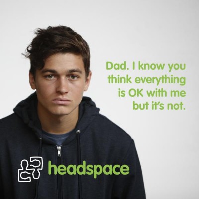 Photo for fathers campaign, young person looking at camera with quote.