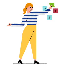 illustration of person pointing to notes on wall